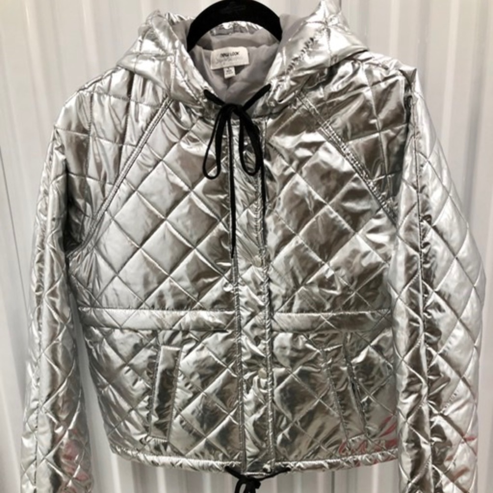 NEW Water Resistant Hooded Silver Jacket, L